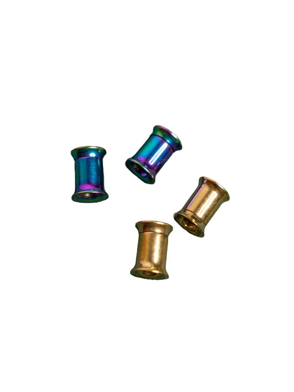 Never Worn Set of 2 Gold & Anodized Metal Tunnels - 2g - Flared - Screw-On